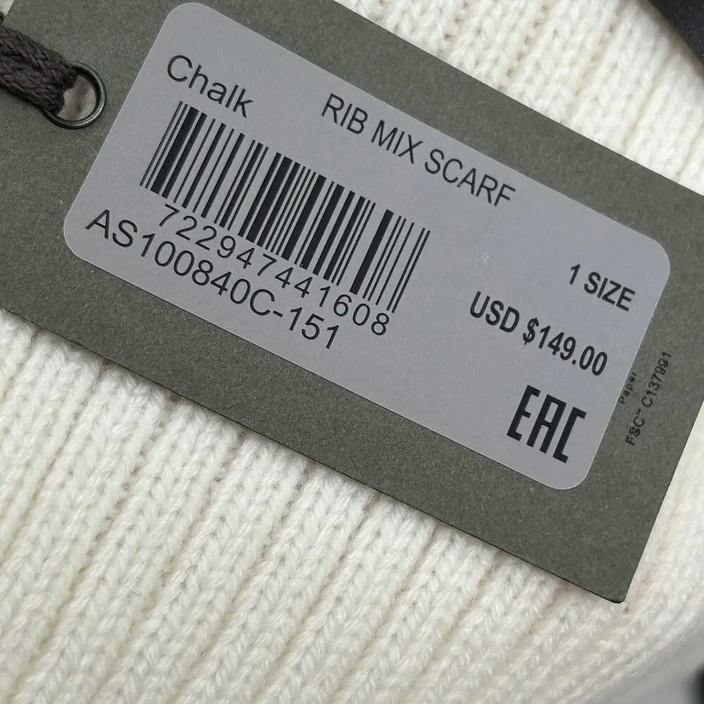 ALLSAINTS Ribbed Knit Chalk White Scarf